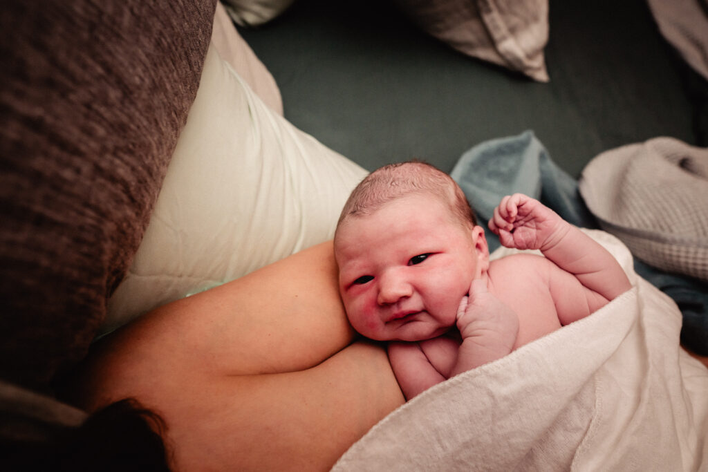 Newborn baby following home birth