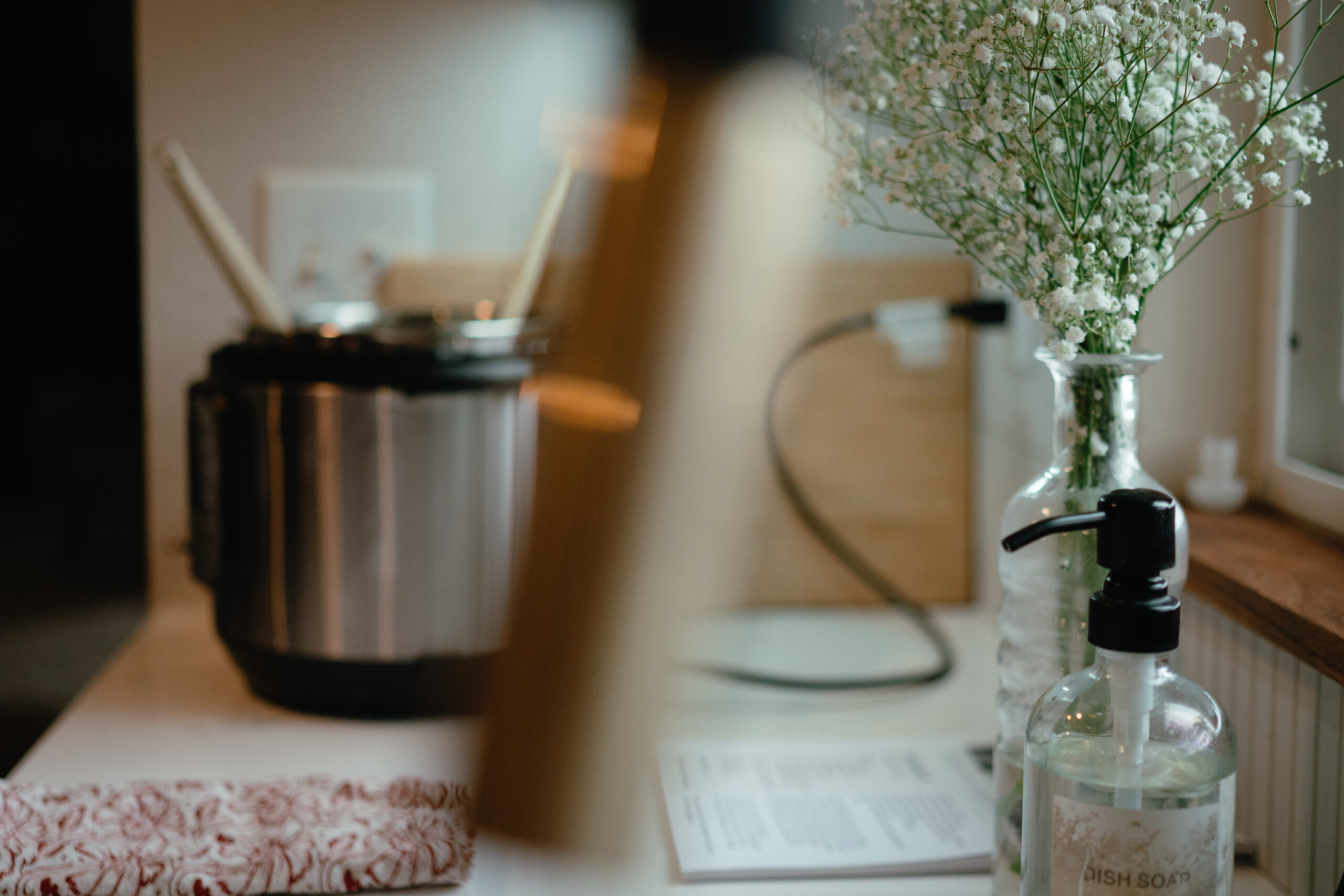 Kitchen being prepped and meals being made for after birth and when baby arrives photographed by rexburg and teton valley birth and newborn photographer